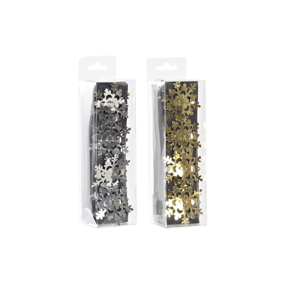 Serviettenring DKD Home Decor Satz Silberfarben Gold Metall Schneeflocken (5 x 5 x 17 cm) (2 Stück) (4 Stück)