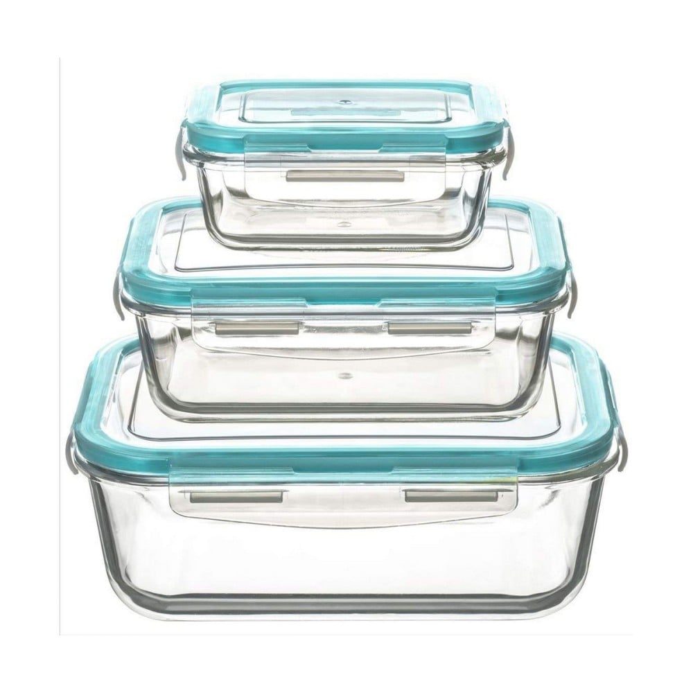 3 Lunchbox-Set 5five Simply Smart Blau Durchsichtig Kristall 300 ml 690 ml 1000 L 800 g