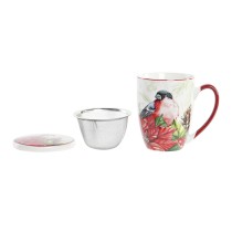 Teacup DKD Home Decor Bird Porcelain Red Green (380 ml) (2 Units)