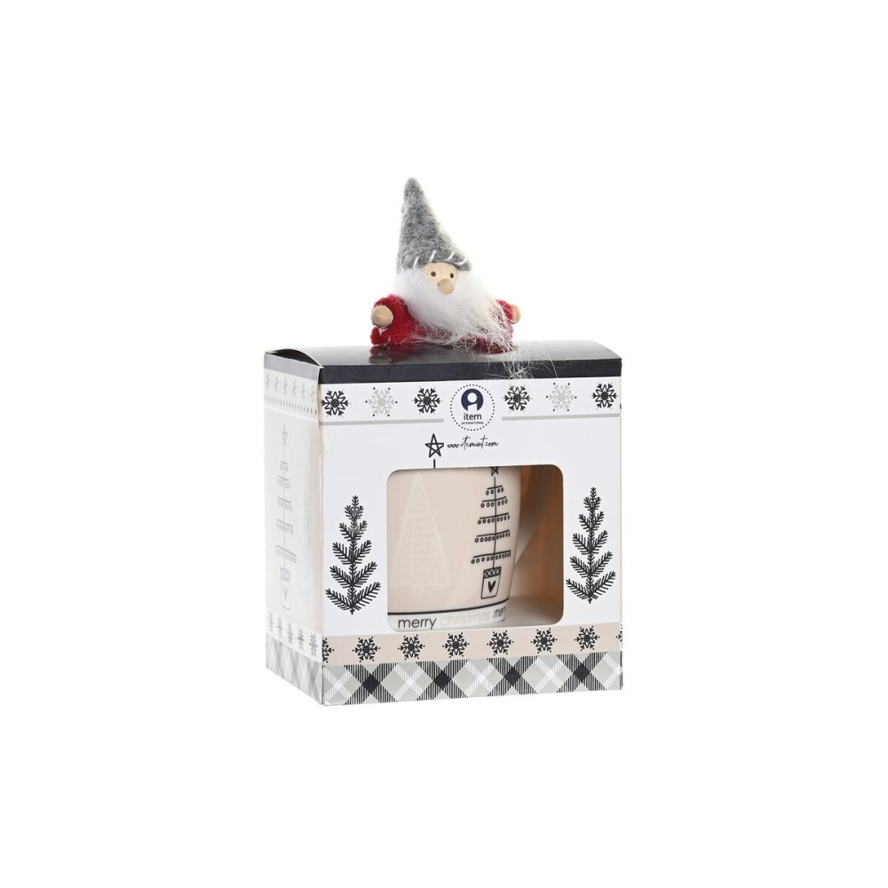 Mug DKD Home Decor Pink Black Bone China Porcelain (360 ml) (2 Units)