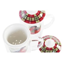 Teetasse DKD Home Decor Fugl Kristall Porzellan Rot (300 ml) (2 Stück)