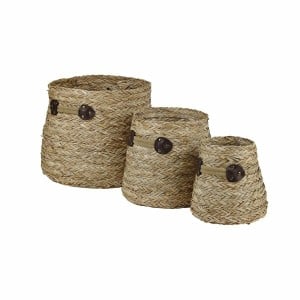 Set de basket DKD Home Decor Naturel Herbier marin 30 x 30 x 28 cm 3 Pièces