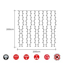 LED-Lichtvorhang EDM 71262 3,2 W 2 x 2 m Weiß (1 Stück)