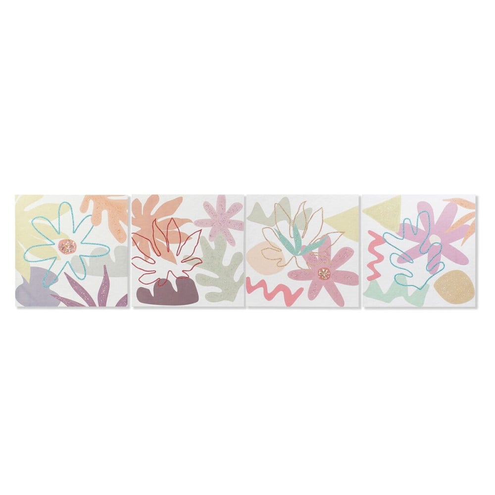 Leinwand DKD Home Decor Blomster (60 x 1,8 x 60 cm) (4 Stück)