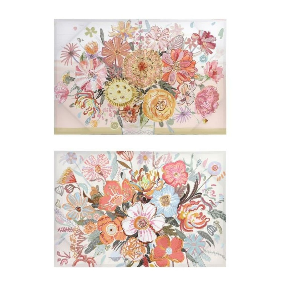 Leinwand DKD Home Decor Blomster (2 Stück) (90 x 3 x 60 cm)