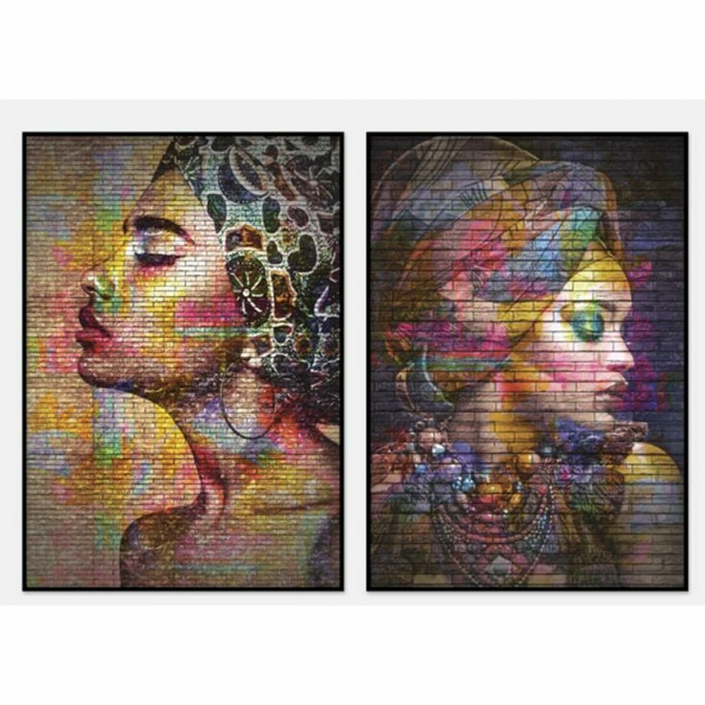 Leinwand DKD Home Decor Kolonial Afrikanerin (40 x 3,5 x 55 cm) (2 Stück)