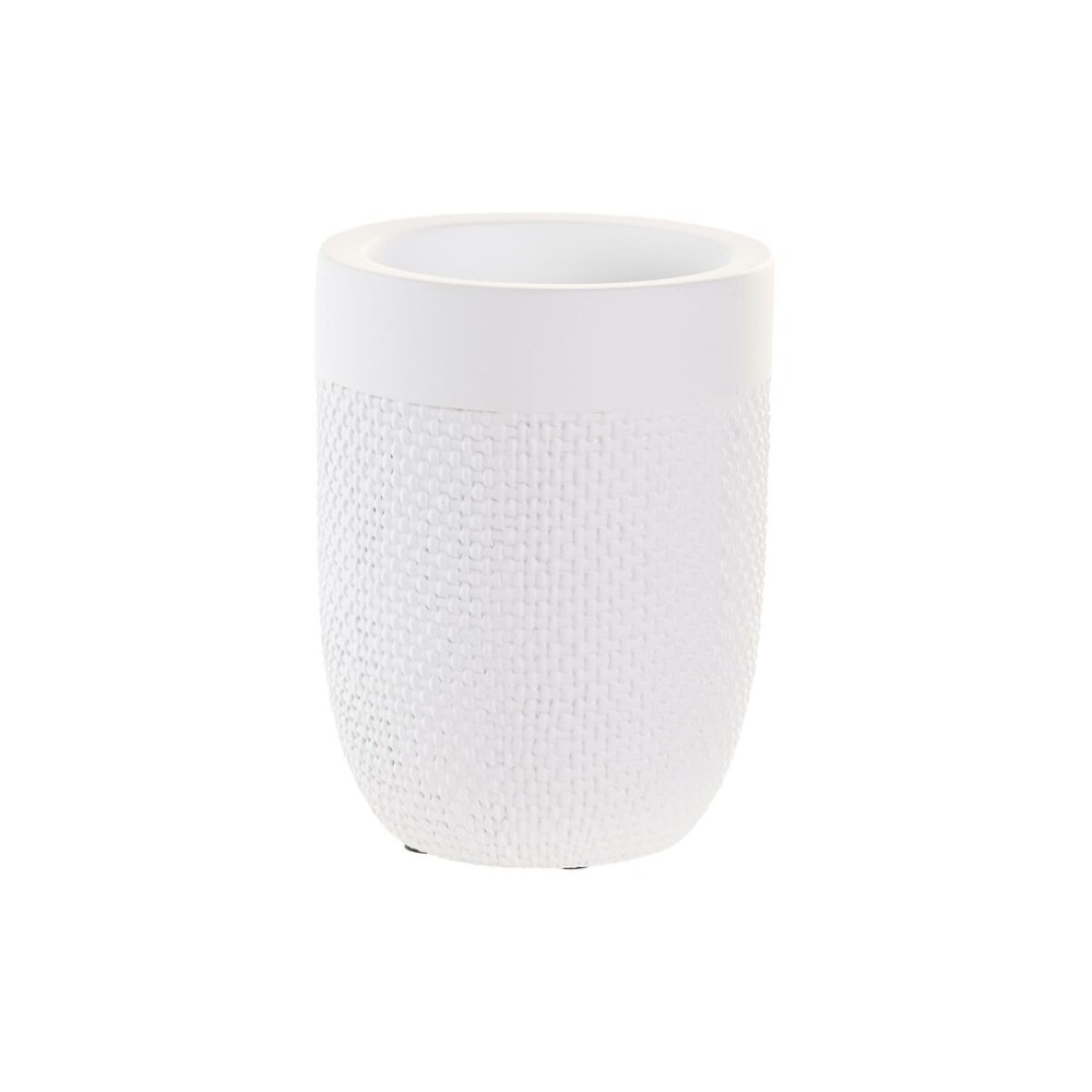 Trinkglas DKD Home Decor Weiß Zement 8 x 8 x 10,5 cm