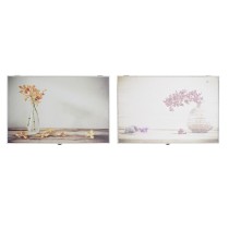 Boîte Décorative DKD Home Decor Jaune Beige Rose Bois MDF Fleurs Vase Compteur (2 Unités)