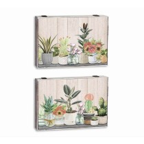 Dekorative Box DKD Home Decor grün Beige Holz MDF Blumentopf Pflanze Zähler (2 Stück)