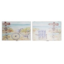 Boîte Décorative DKD Home Decor Multicouleur Bois MDF Plage méditerranéen Compteur (2 Unités)