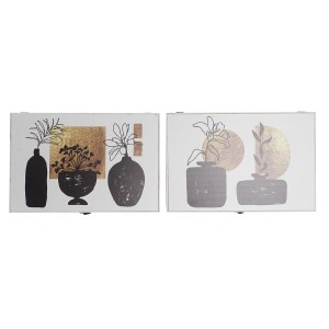 Dekorative Box DKD Home Decor Weiß Schwarz Gold Holz MDF Moderne Vase (2 Stück)