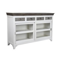 Anrichte DKD Home Decor Weiß Grau Dunkelbraun Kristall Mango-Holz 165 x 45,7 x 105,4 cm