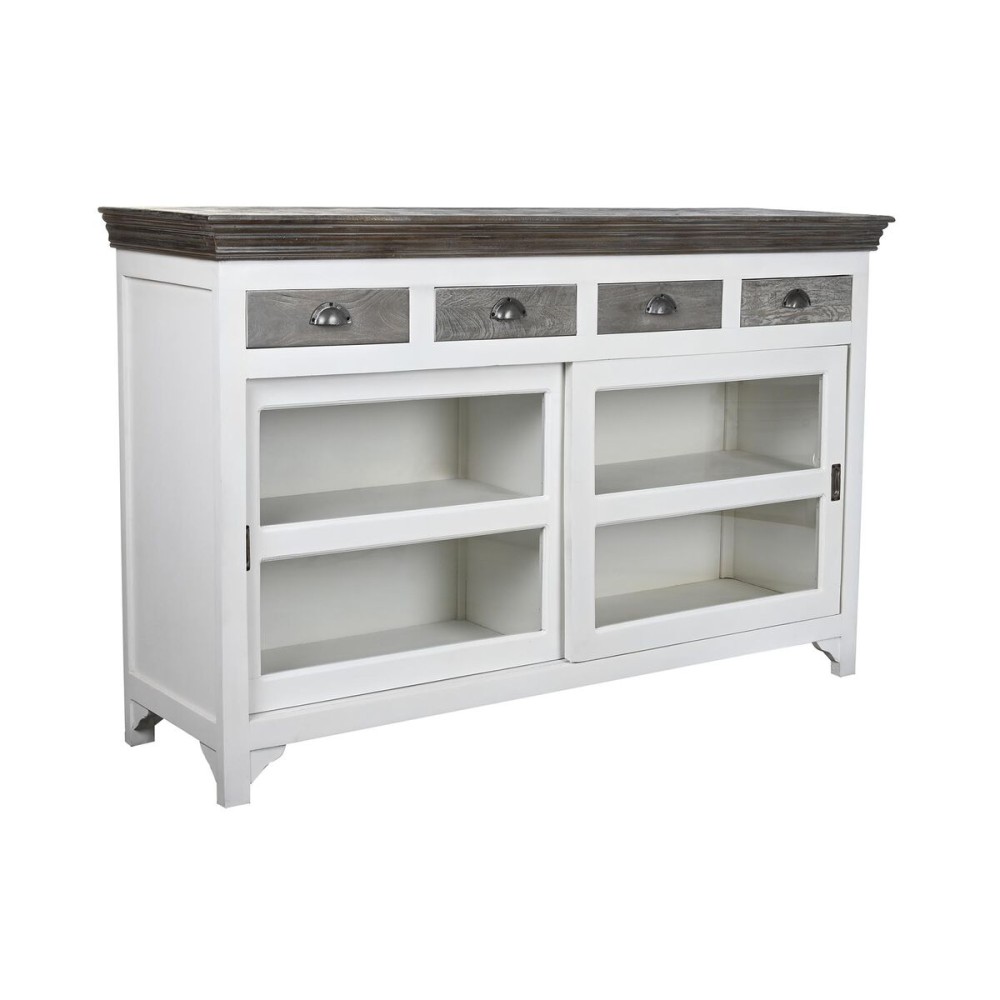 Anrichte DKD Home Decor Weiß Grau Dunkelbraun Kristall Mango-Holz 165 x 45,7 x 105,4 cm