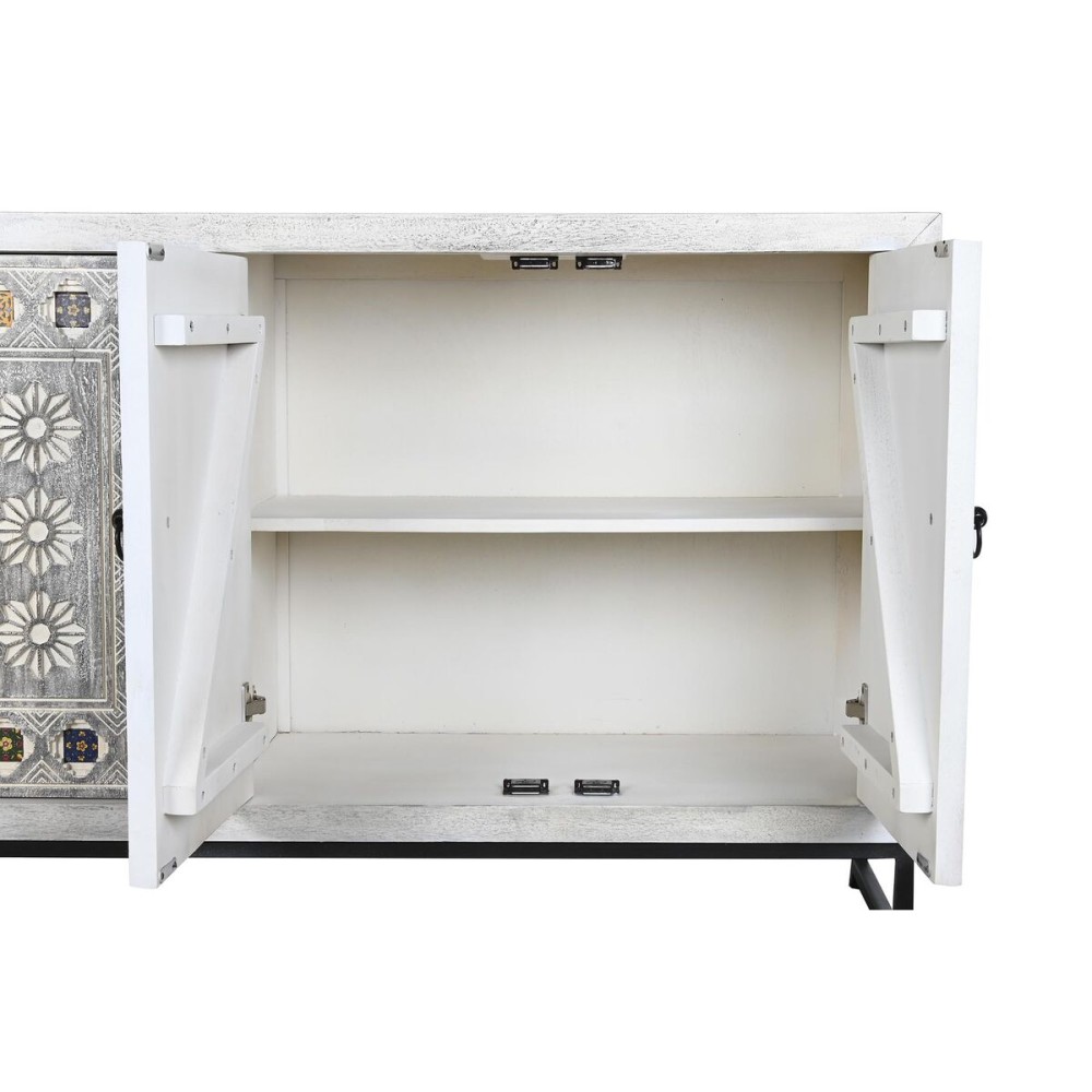 Buffet DKD Home Decor Blanc Beige Gris Multicouleur Céramique Bois de manguier 150 x 38 x 80 cm