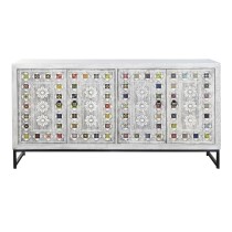 Sideboard DKD Home Decor White Beige Grey Multicolour Ceramic Mango wood 150 x 38 x 80 cm