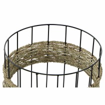 Basket set DKD Home Decor Black Natural Metal Natural Fibre 35 x 35 x 40 cm 3 Pieces