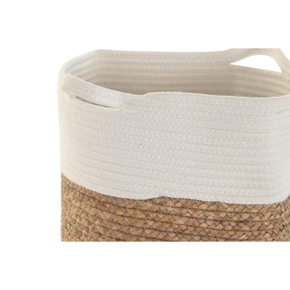 Panier décoratif DKD Home Decor Blanc Fibre naturelle