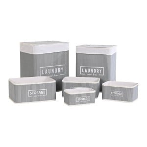 Korbsatz DKD Home Decor Dunkelgrau Bambus 40 x 30 x 46 cm 5 Stücke
