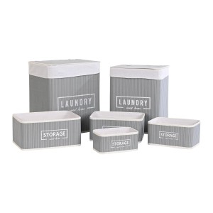 Lot de paniers DKD Home Decor Gris foncé Bambou 40 x 30 x 46 cm 5 Pièces