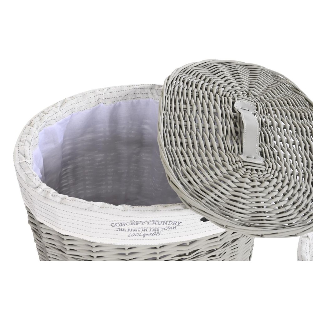 Lot de paniers DKD Home Decor Blanc Gris osier 51 x 37 x 56 cm 52 x 38 x 57 cm 5 Pièces