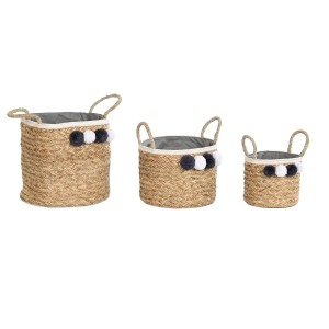 Korb-Set DKD Home Decor Naturfaser Bommeln 40 x 40 x 35 cm 41 x 37 x 36 cm