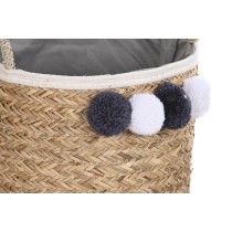 Korb-Set DKD Home Decor Naturfaser Bommeln 40 x 40 x 35 cm 41 x 37 x 36 cm