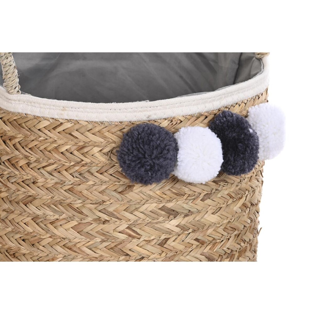 Korb-Set DKD Home Decor Naturfaser Bommeln 40 x 40 x 35 cm 41 x 37 x 36 cm