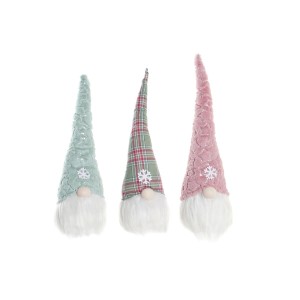Père Noël DKD Home Decor Rouge Vert Rose Gnome 17 x 16 x 54 cm (3 Unités)