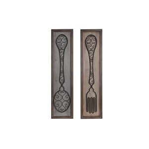 Deko-Figur DKD Home Decor Antiker Finish Metall Holz Essbestecke (24 x 5 x 99 cm) (2 Stück)