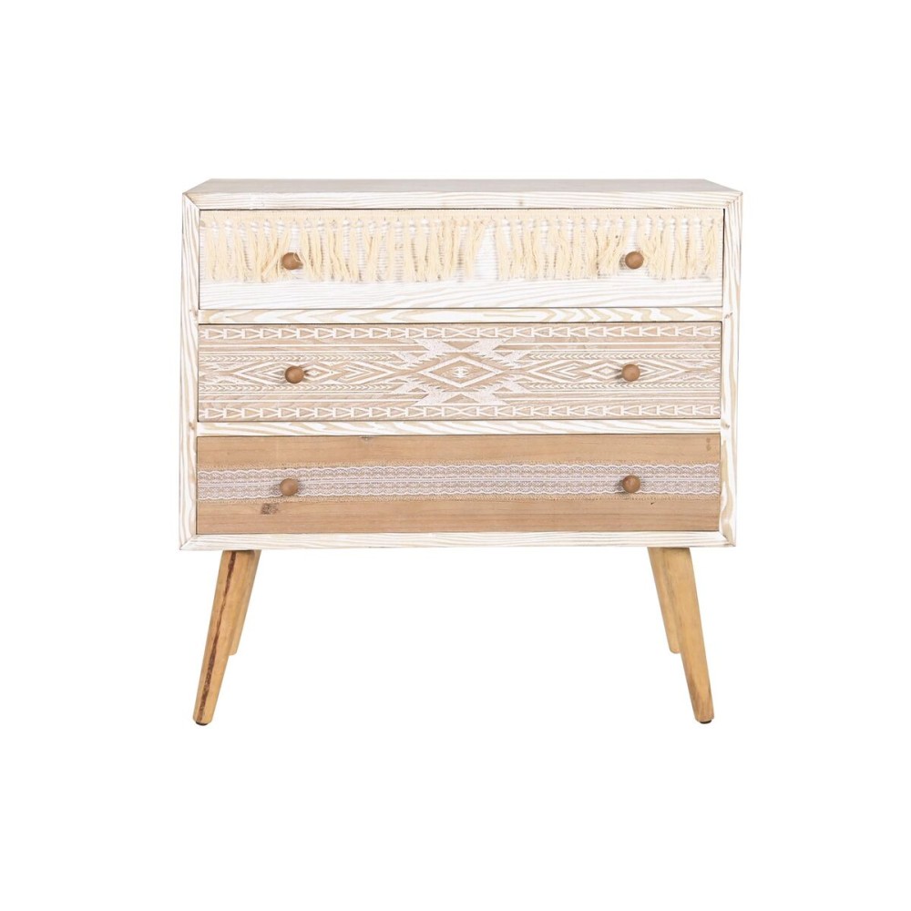 Commode DKD Home Decor Sapin Naturel Coton Blanc (80 x 35 x 80 cm)