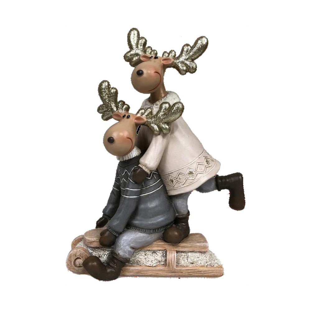 Décorations de Noël DKD Home Decor Résine Renne (13 x 6 x 18 cm) (4 Unités)
