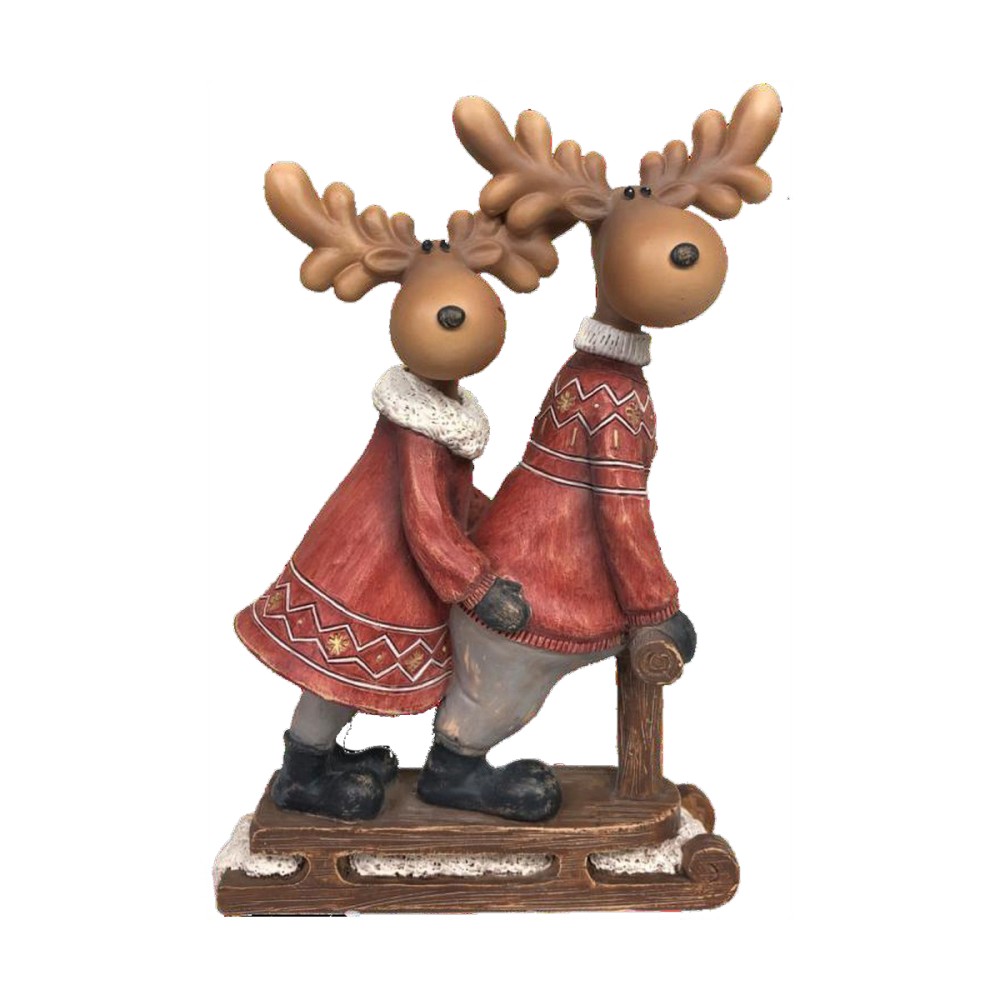 Weihnachtsschmuck DKD Home Decor Harz Rentier (13 x 6 x 18 cm) (4 Stück)