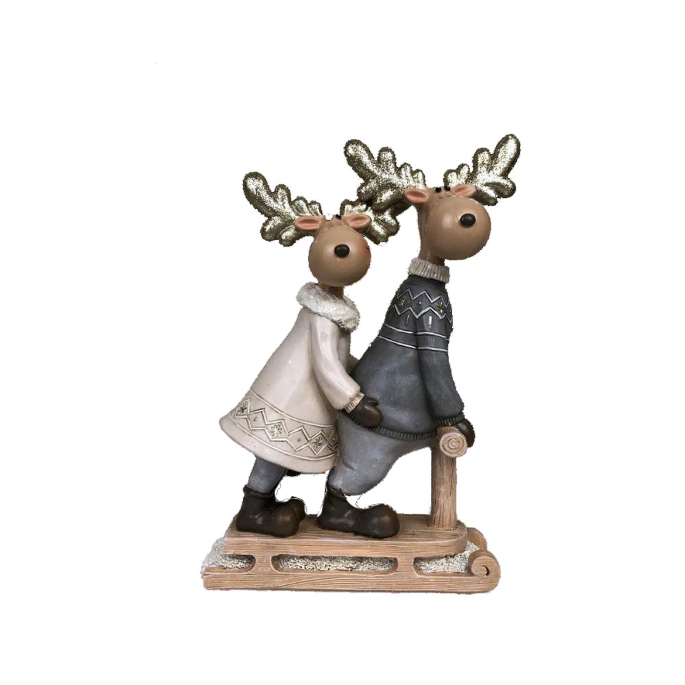 Weihnachtsschmuck DKD Home Decor Harz Rentier (13 x 6 x 18 cm) (4 Stück)