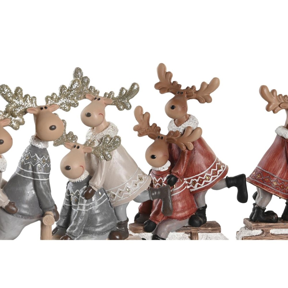 Décorations de Noël DKD Home Decor Résine Renne (13 x 6 x 18 cm) (4 Unités)