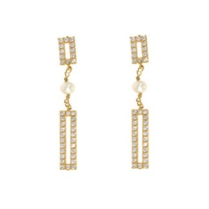 Ladies' Earrings New Bling 9NB-PRL11C Golden