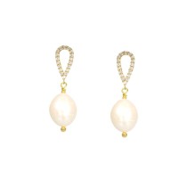 Ladies' Earrings New Bling 9NB-PRL9C Golden