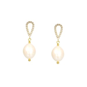 Ladies' Earrings New Bling 9NB-PRL9C Golden
