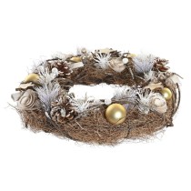 Couronne de Noël DKD Home Decor Naturel Doré Marron Ananas (34 x 34 x 8 cm)