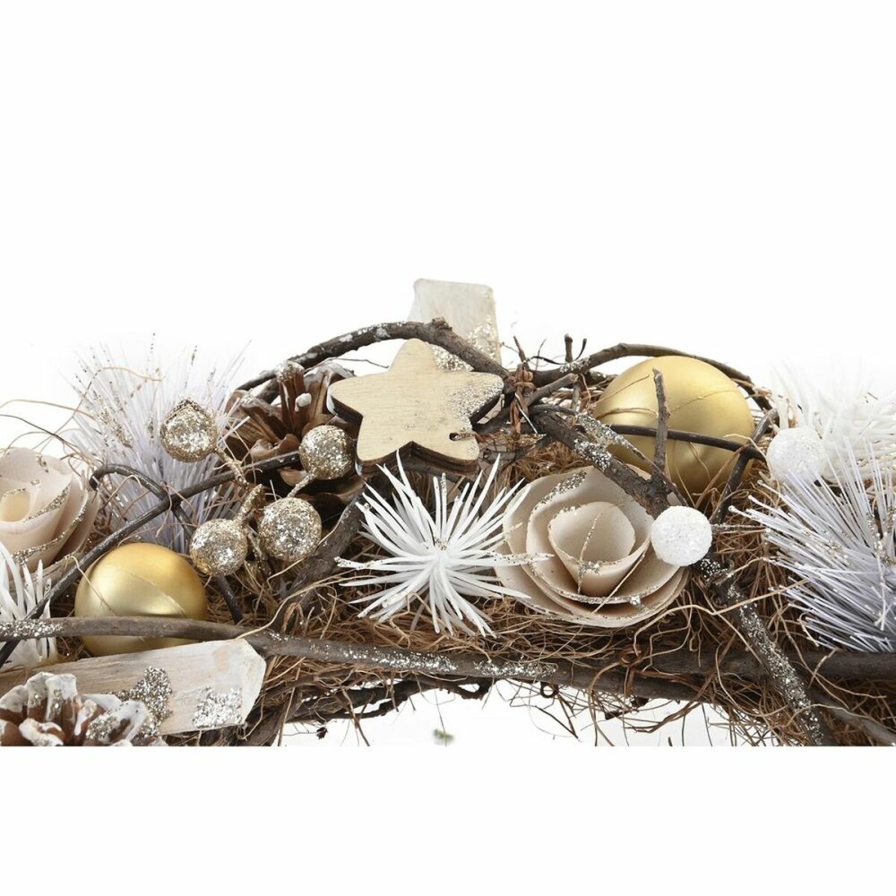 Couronne de Noël DKD Home Decor Naturel Doré Marron Ananas (34 x 34 x 8 cm)
