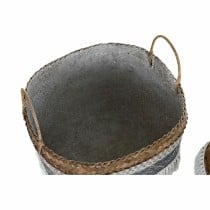 Set de basket DKD Home Decor Blanc Gris Naturel Bambou