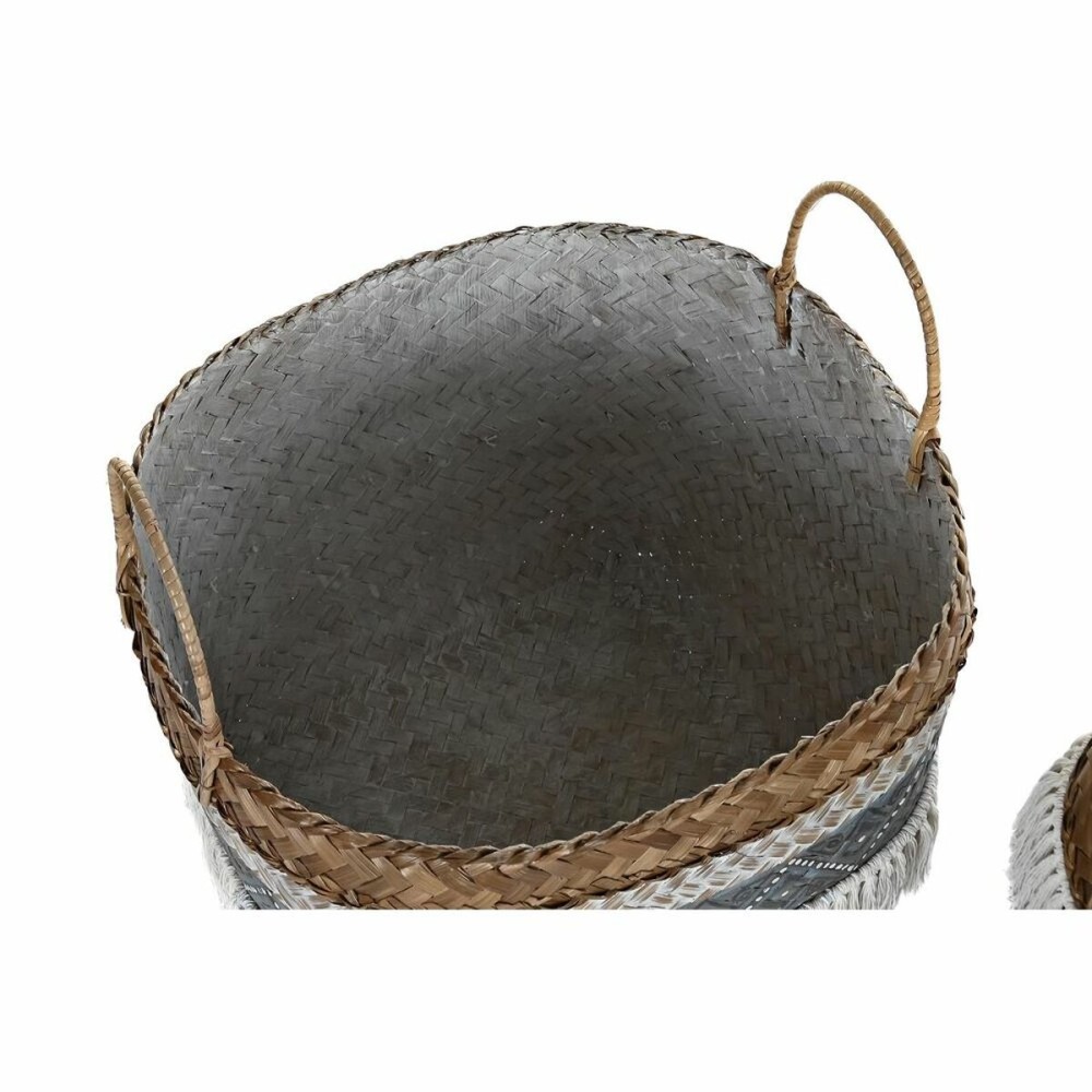Set de basket DKD Home Decor Blanc Gris Naturel Bambou