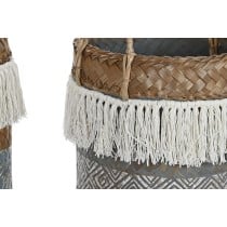 Set de basket DKD Home Decor Blanc Gris Naturel Bambou