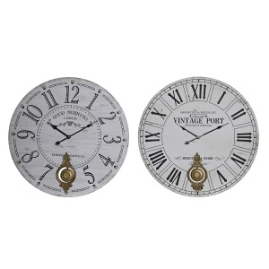 Horloge Murale DKD Home Decor Noir Métal Blanc Vintage Bois MDF (58 x 8 x 58 cm) (2 Unités)