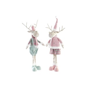 Weihnachtsschmuck DKD Home Decor Rentier Polyester (20 x 17 x 60 cm) (2 Stück)
