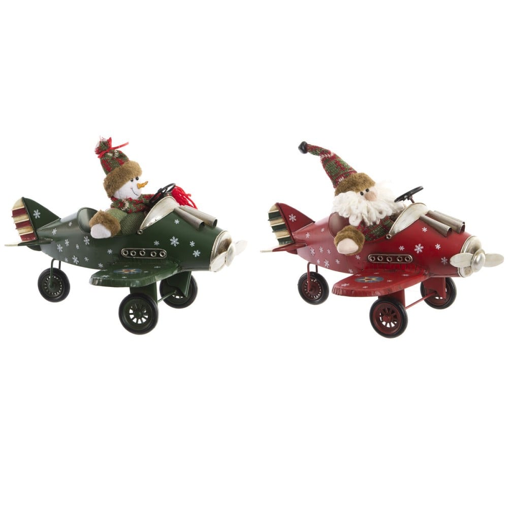 Weihnachtsschmuck DKD Home Decor Flugzeug Metall (36,5 x 23 x 25 cm) (2 Stück)