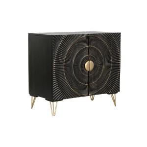 Sideboard DKD Home Decor Black Golden Metal Mango wood 81 x 45 x 75 cm