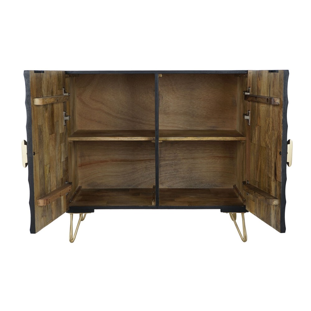 Sideboard DKD Home Decor Black Golden Metal Mango wood 81 x 45 x 75 cm