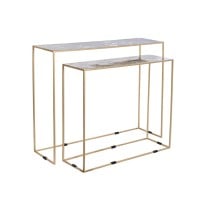 Set of 2 tables DKD Home Decor White Black Golden 100 x 28 x 80 cm