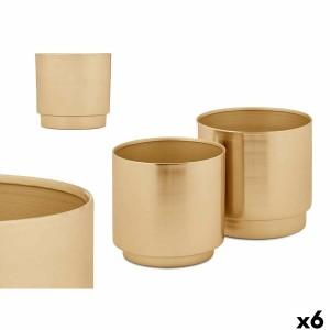 Set de pots 40055-G Doré Fer 18 x 16,5 x 18 cm 16 x 15,5 x 16 cm (6 Unités)