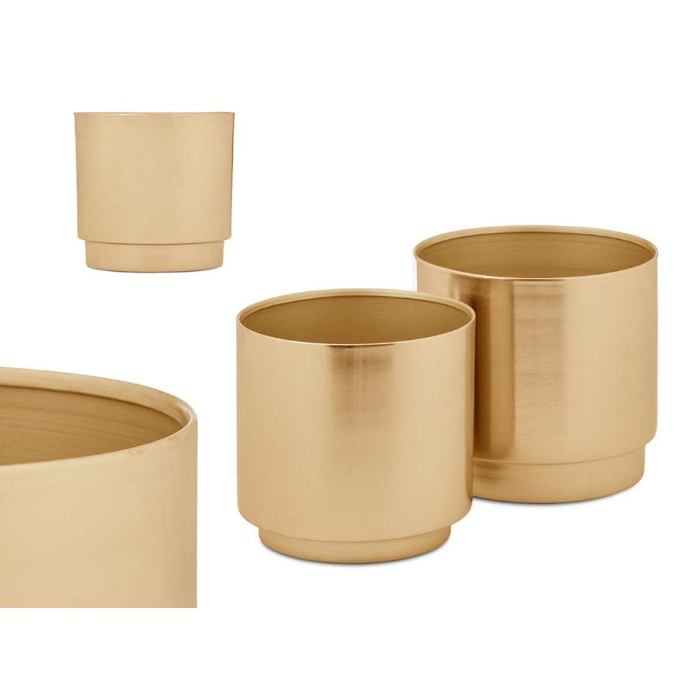 Set de pots 40055-G Doré Fer 18 x 16,5 x 18 cm 16 x 15,5 x 16 cm (6 Unités)